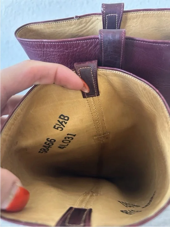 Vintage Burgundy Leather Knee High Boots Western Y2K Size 5.5B Bohemian Festival - Picture 8 of 16